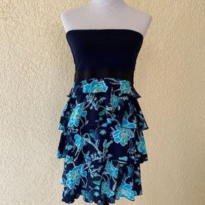 Express strapless cotton dress tiered skirt